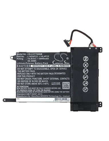 Black Battery for Lenovo Ideapad Y700, Ideapad Y700 Touch, Eraser Y700 14.8V, 4000mAh - 59.20Wh