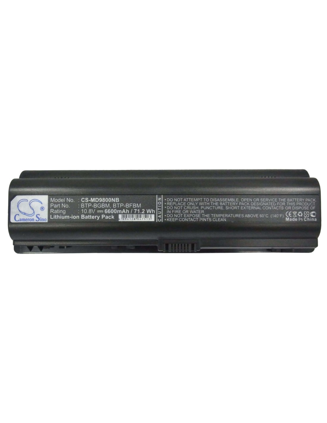 Black Battery for Medion Md96442, Md96559, Md96570 10.8V, 6600mAh - 71.28Wh