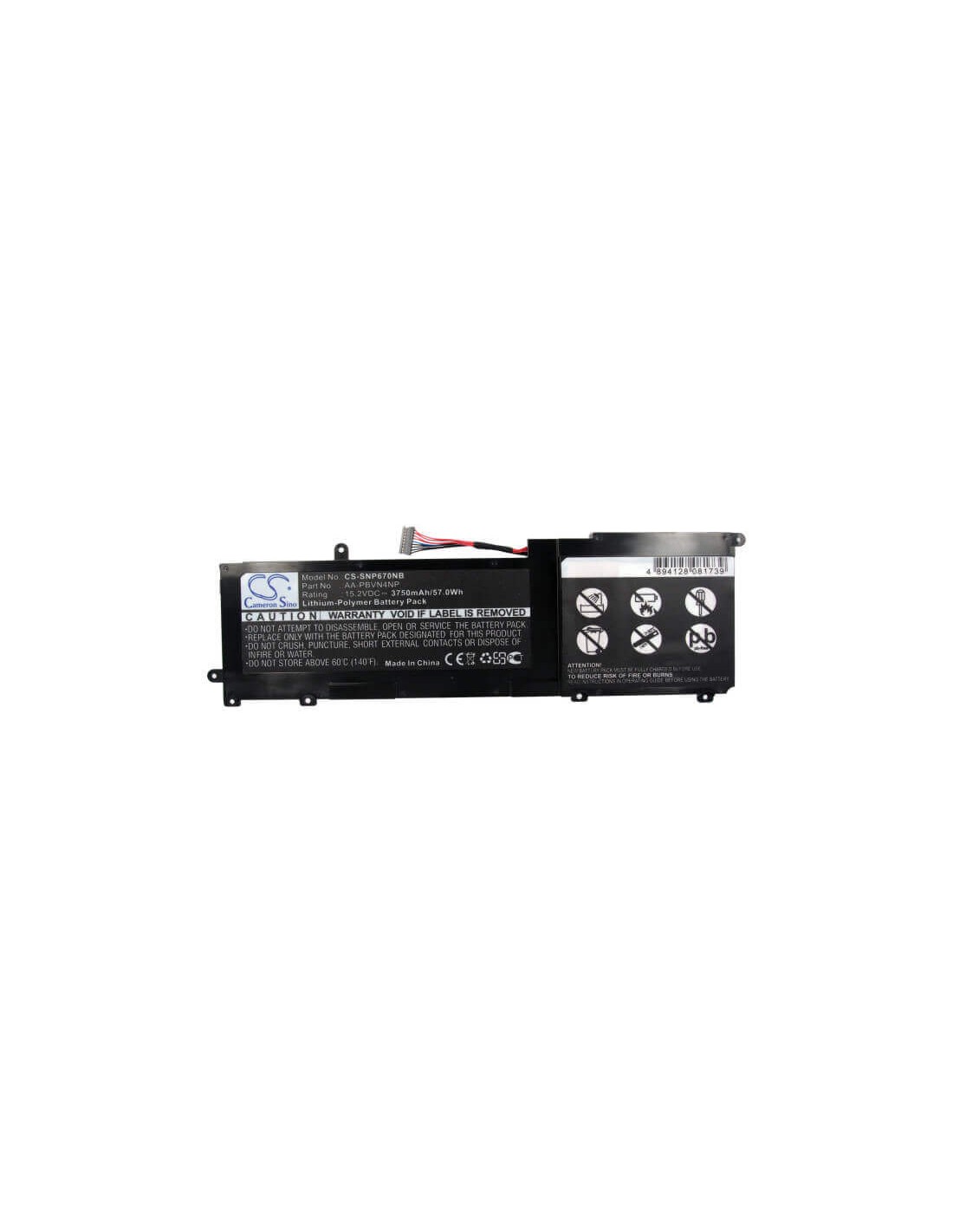 Black Battery for Samsung Ativ Book 6, Np670z5e, Np670z5e-x01 15.2V, 3750mAh - 57.00Wh