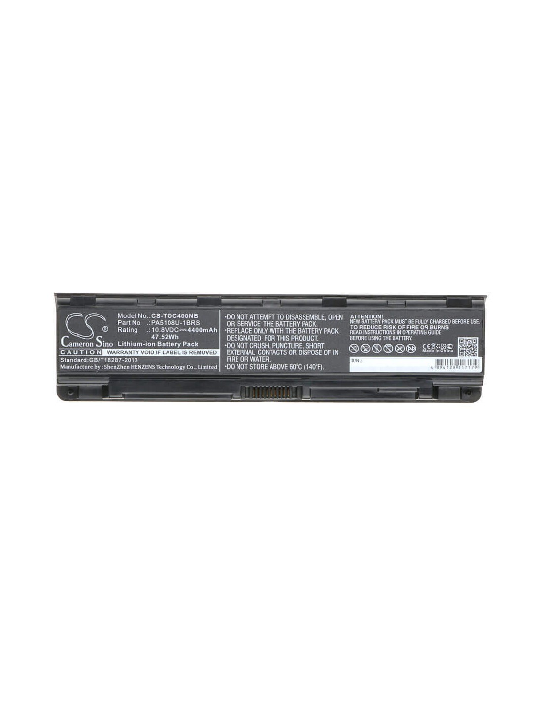 Black Battery for Toshiba Satellite C40-ad05b1, Satellite C40-at15b1, Satellite C40-as20w1 10.8V, 4400mAh - 47.52Wh