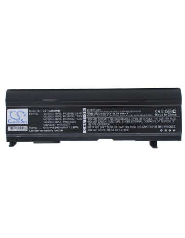 Black Battery for Toshiba Satellite A80-116, Satellite M40-307, Tecra A3-188 10.8V, 6600mAh - 71.28Wh