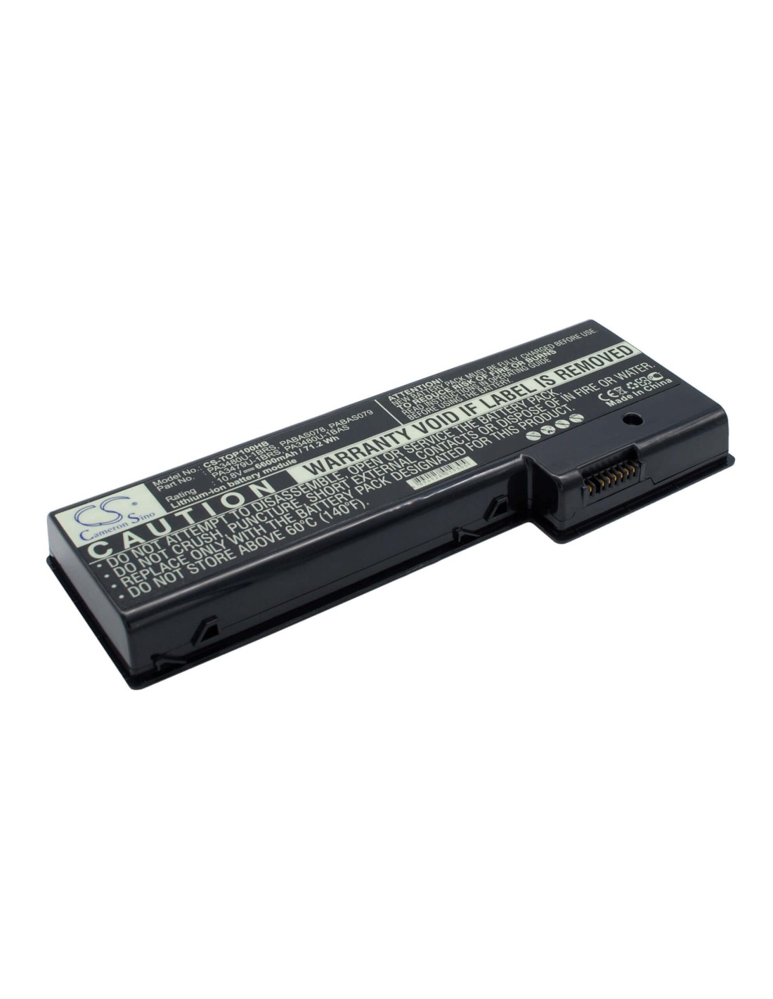 Black Battery for Toshiba Satellite P100-115, Satellite P100-352, Satellite P105-s6124 10.8V, 6600mAh - 71.28Wh