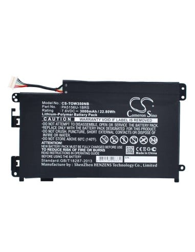 Black Battery for Toshiba Satellite W35click-a3300, Satellite W35dt, Click W35 7.6V, 3000mAh - 22.80Wh