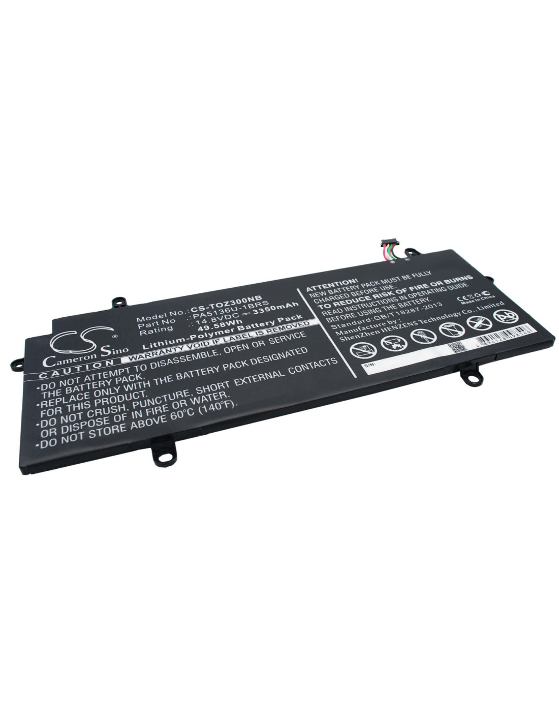 Black Battery for Toshiba Portege Z30, Portege Z30-a-12u, Portege Z30-a-m5s 14.8V, 3350mAh - 49.58Wh