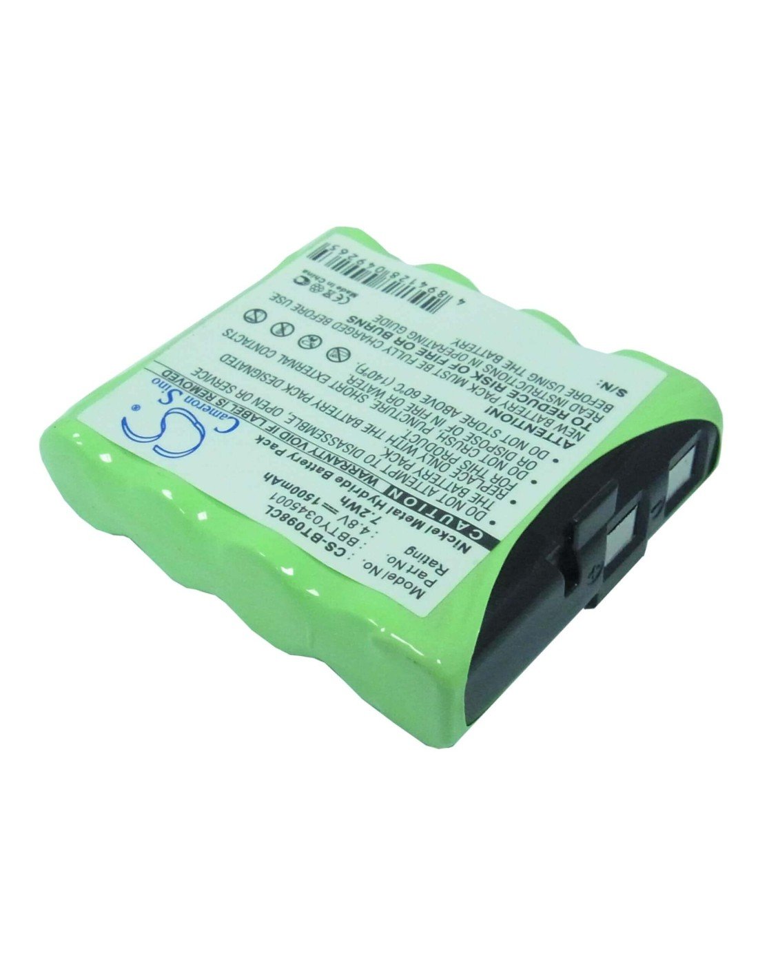Battery for Radio Shack, 239071, 960-1460 4.8V, 1500mAh - 7.20Wh