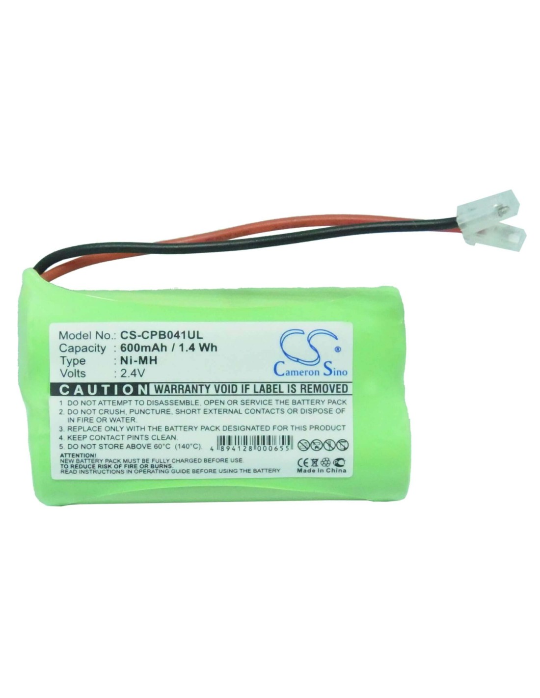 Battery for Universal, Aa X 2 2.4V, 600mAh - 1.44Wh