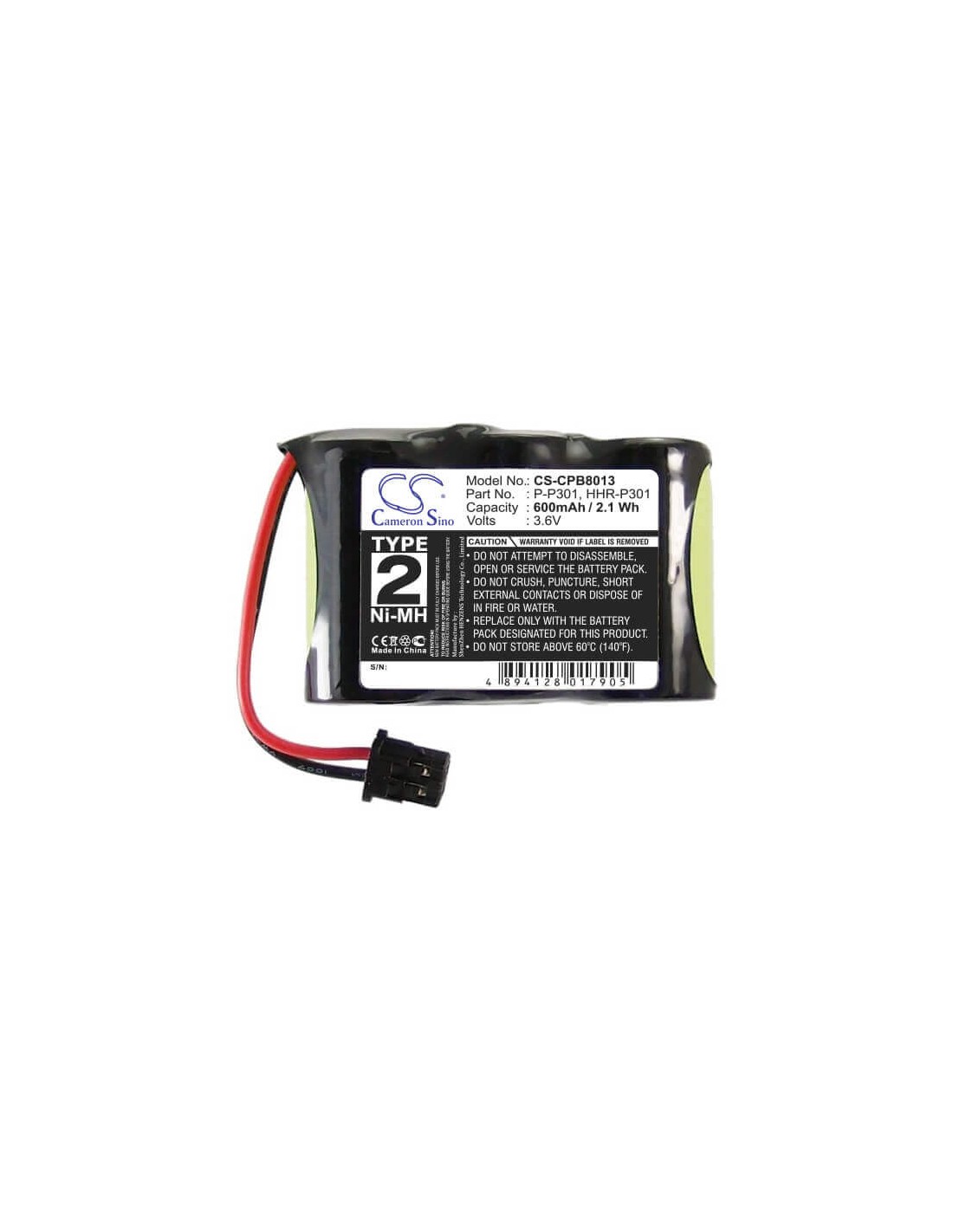 Battery for Uniden, Am468v, Ct301, Dx1665, Dx355, 3.6V, 600mAh - 2.16Wh