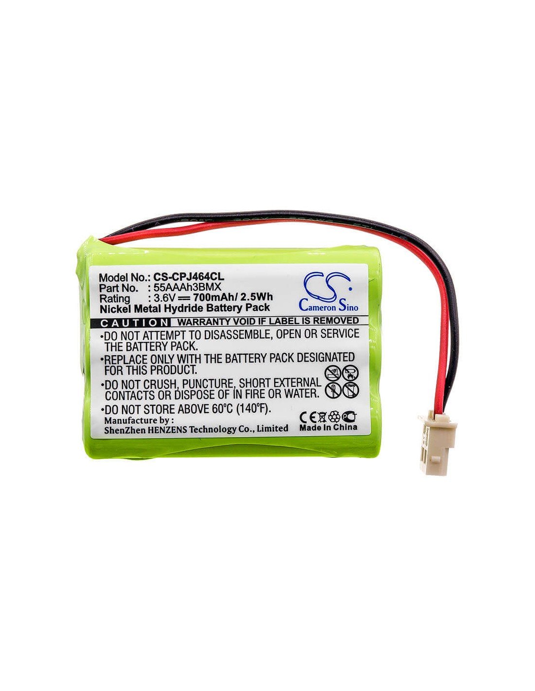 Battery for Cortelco, 586002tp227f 3.6V, 700mAh - 2.52Wh