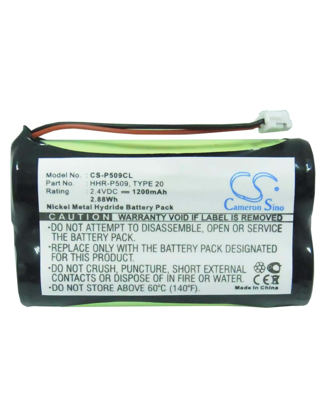 Battery for Toshiba, Fd-9839, Fd-9859, Fd-9859bk, Ft-8006a, 2.4V, 1200mAh - 2.88Wh