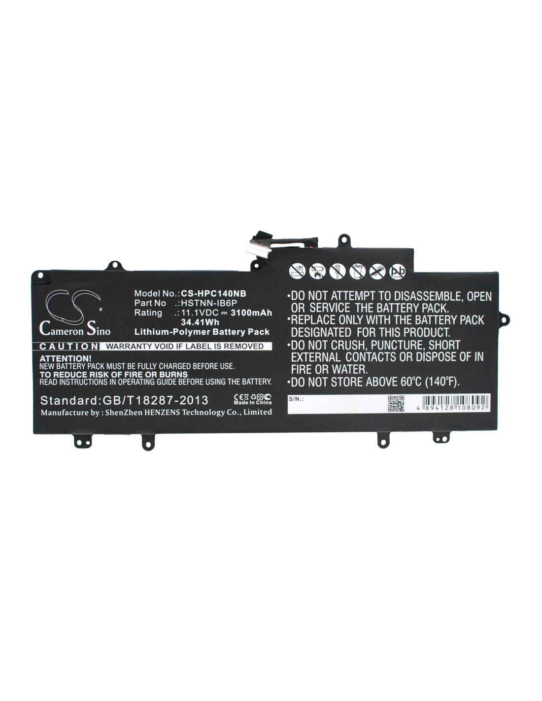 Black Battery for HP Chromebook 14-X, Chromebook 14-Q, Chromebook 14-X013DX 11.1V, 3100mAh - 34.41Wh