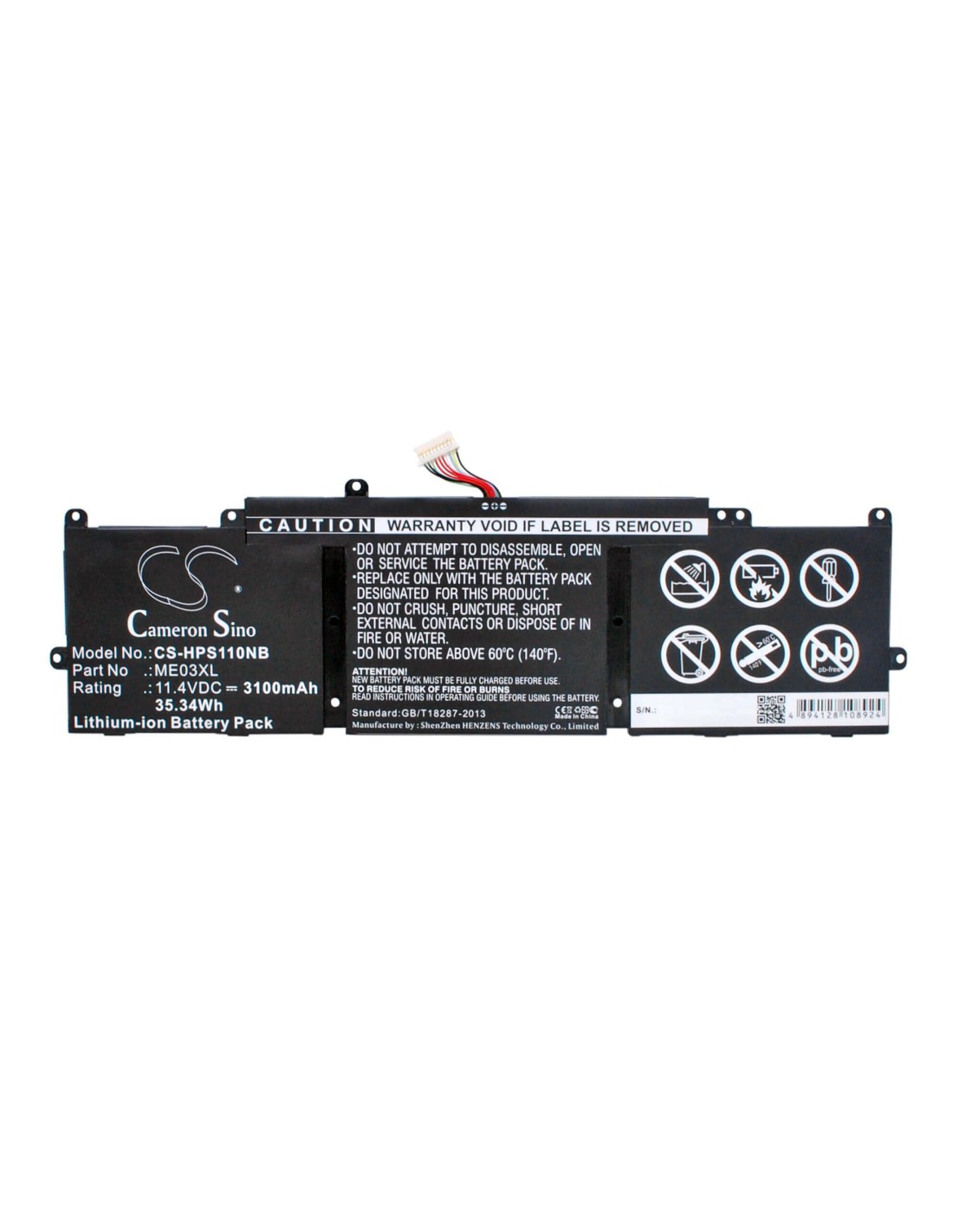 Black Battery for HP Stream 11-D001DX, Stream 11-D010CA, Stream 11-D010NR 11.4V, 3100mAh - 35.34Wh