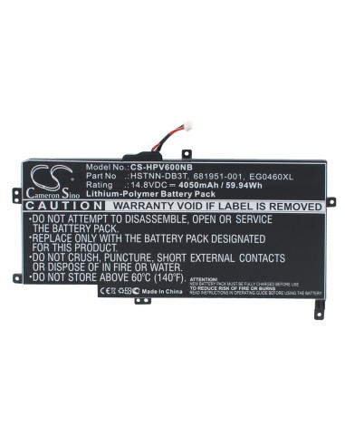 Black Battery for HP Envy 6-1140ca , Envy Sleekbook 6z-1000, ENVY Sleekbook 6-1000 14.8V, 4050mAh - 59.94Wh