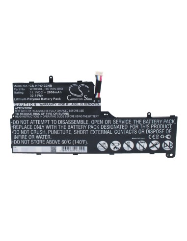 Black Battery for HP Split 13, Split 13-M010DX, Split 13 x 2 11.1V, 2950mAh - 32.75Wh