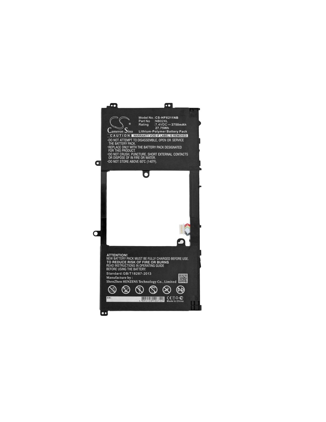 Black Battery for HP Pavilion x2, Pavilion 11.6" X2, 11-H010NR 7.4V, 3750mAh - 27.75Wh