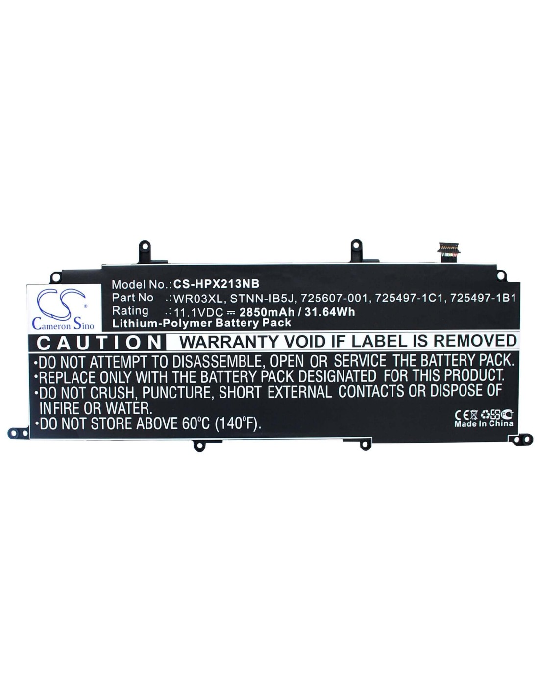 Black Battery for HP Split X2 13-M000, TPN-Q133 11.1V, 2850mAh - 31.64Wh
