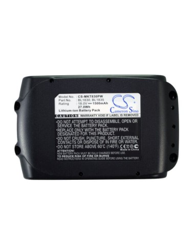 Li-ion Battery for Makita HP457DWEX2 HP458DRFX HP458DZ 18V 1500mAh 