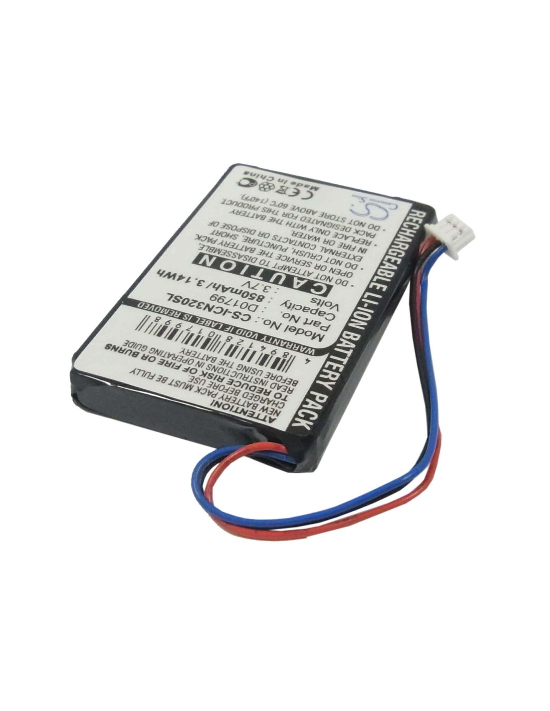 Battery for Navman Icn320, Icn330, 3.7V, 850mAh - 3.15Wh