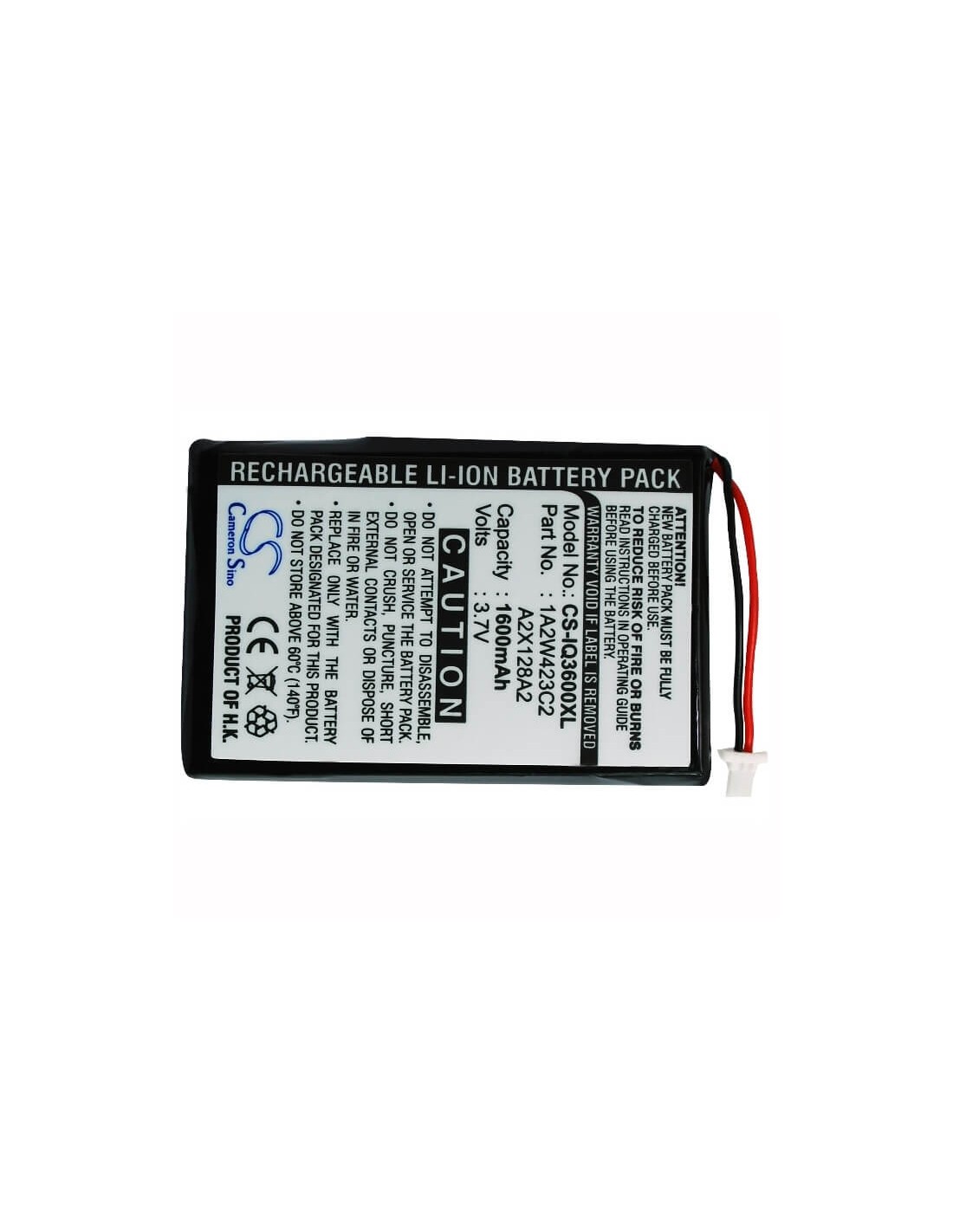 Battery for Garmin Ique 3200, Ique 3600, Ique 3600a 3.7V, 1600mAh - 5.92Wh