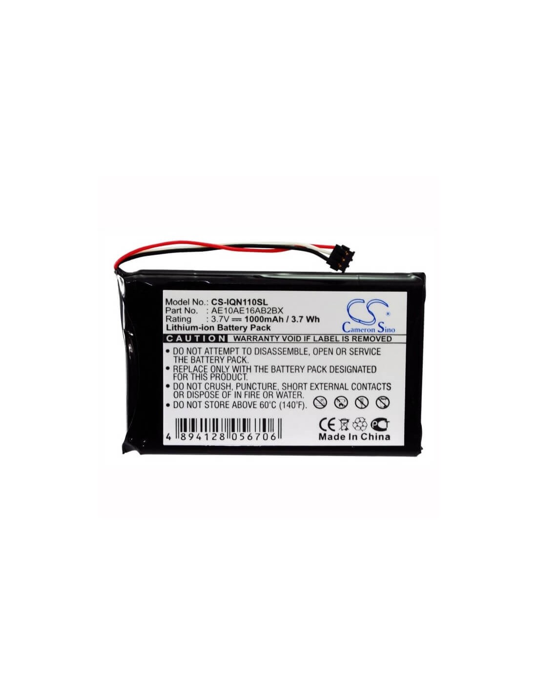 Battery for Garmin Nuvi 1100, Nuvi 1100lm, 3.7V, 1000mAh - 3.70Wh