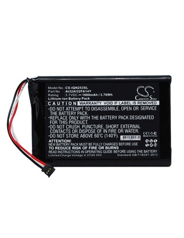 Battery for Garmin 010-01187-01, Nuvi 2539lm, Nuvi 2539lmt 3.7V, 1000mAh - 3.70Wh