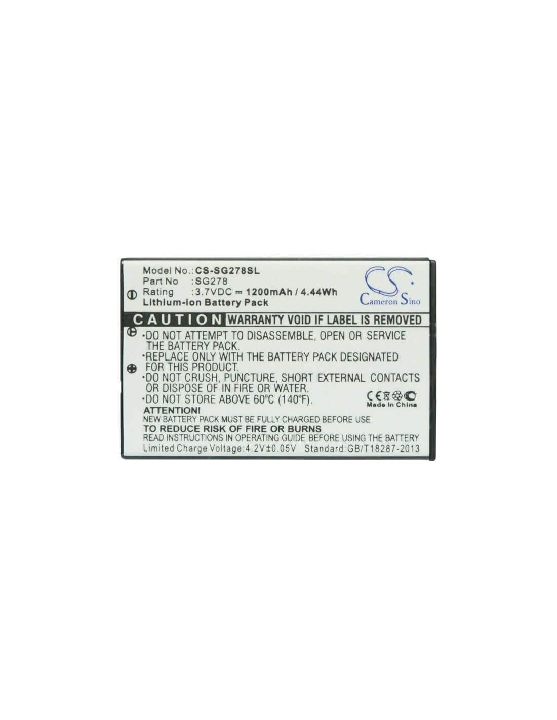 Battery for Zycast Sg-278 3.7V, 1200mAh - 4.44Wh