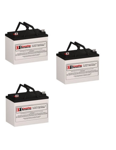 Batteries for Eaton Best Power Fortress Li 2.5kva Bat-0065 UPS, 3 x 12V, 33Ah - 396Wh