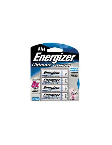Energizer AA Ultimate Lithium Battery L91 1.5V - Retail Card Pack of 4 - Non Rechargeable
