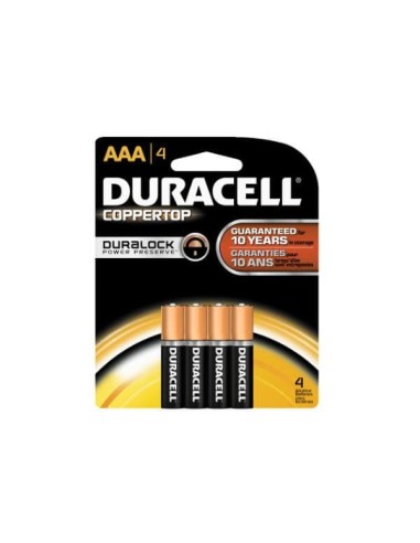 Duracell AAA retail pack of 4 batteries - Non Rechargeable