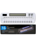 16 Bay Intelligent Battery Charger with LCD display charges AA & AAA batteries 