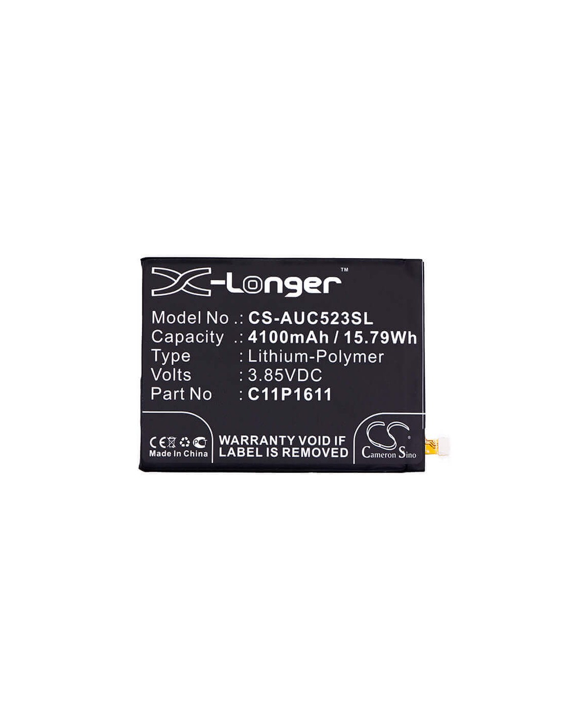 Battery for Asus Zenfone 3 Max, Zc520tl 3.85V, 4100mAh - 5.92Wh