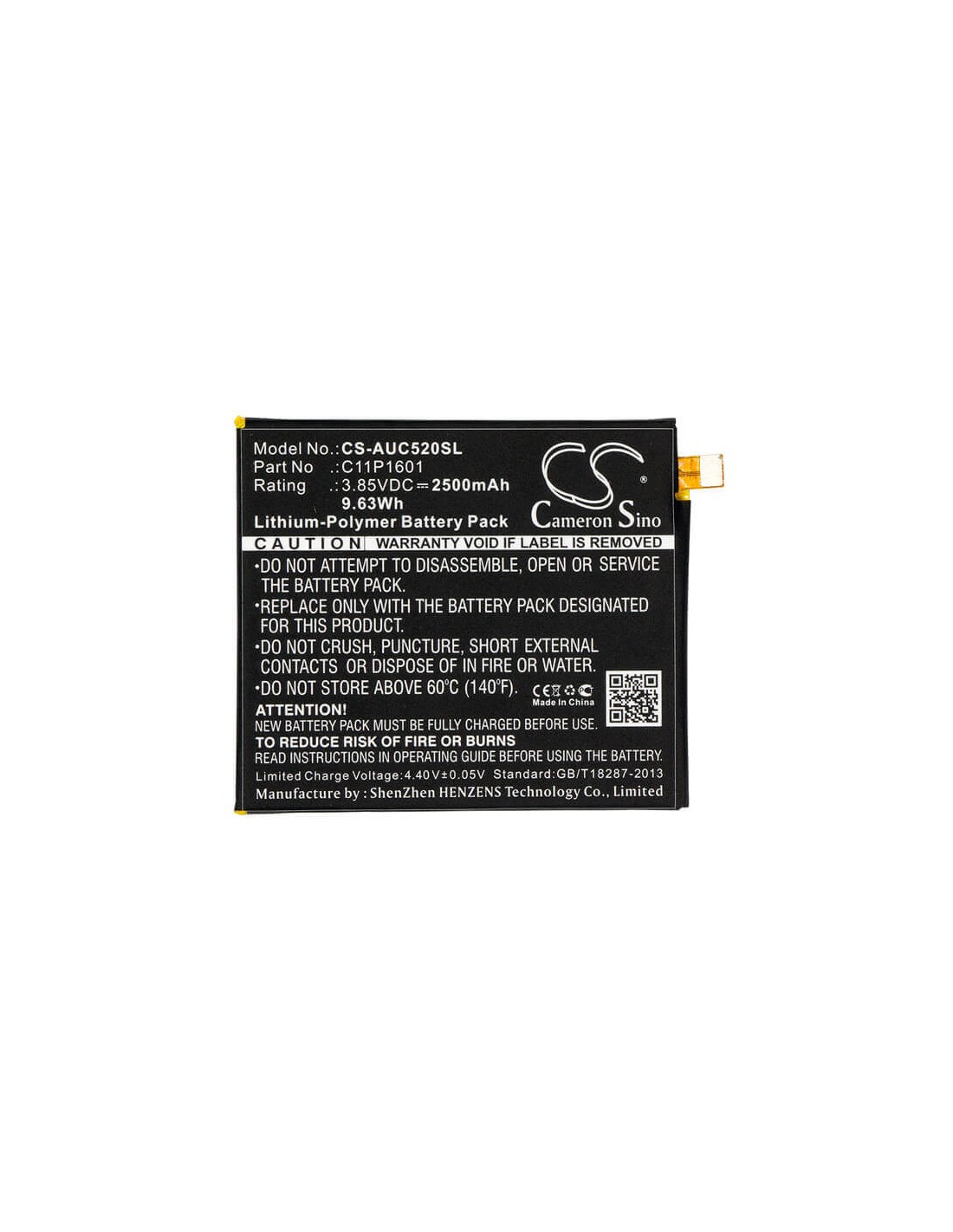 Battery for Asus Zenfone 3 5.2, Zenfone 3 Dual Sim Global Lte, Ze520kl 3.85V, 2650mAh - 5.55Wh