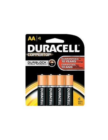 Duracell AA 4 Pack Coppertop Batteries model MN1500 4 On A Card