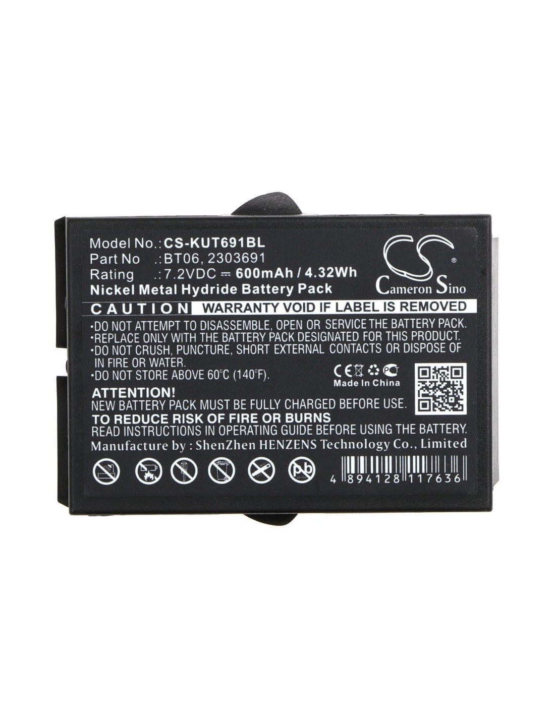 Battery for Ikusi, 2303691, Tm60, Tm61, Tm62, Tm62 Transmitters 7.2V, 600mAh - 4.32Wh