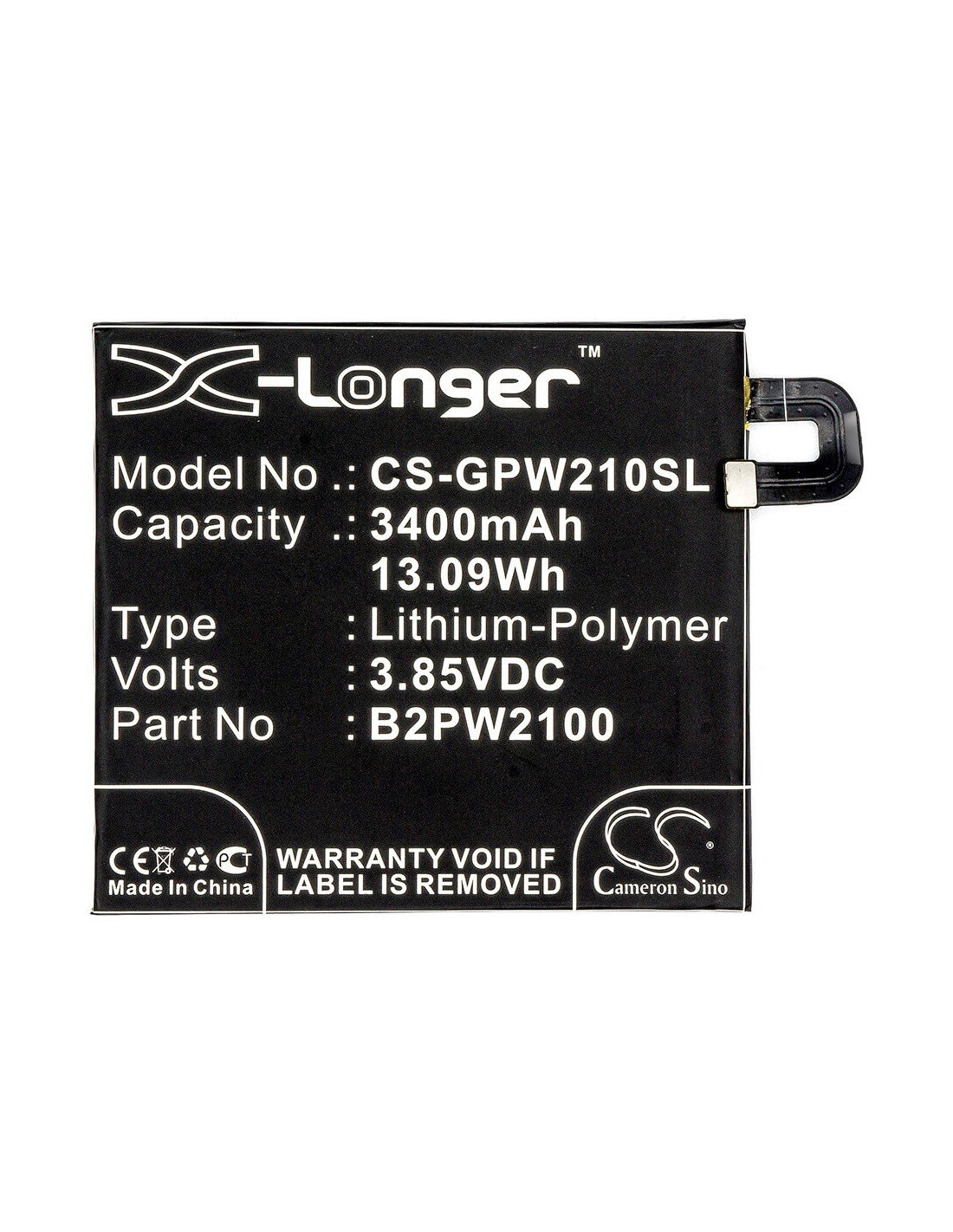 Battery for Google, G-2pw2100, G-2pw2100-021-b 3.85V, 3400mAh - 13.09Wh