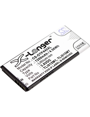 Battery for Alcatel, One Touch Pixi 4 4.0, Ot-4034, Ot-4034d, Ot-4034x 3.8V, 1500mAh - 5.70Wh