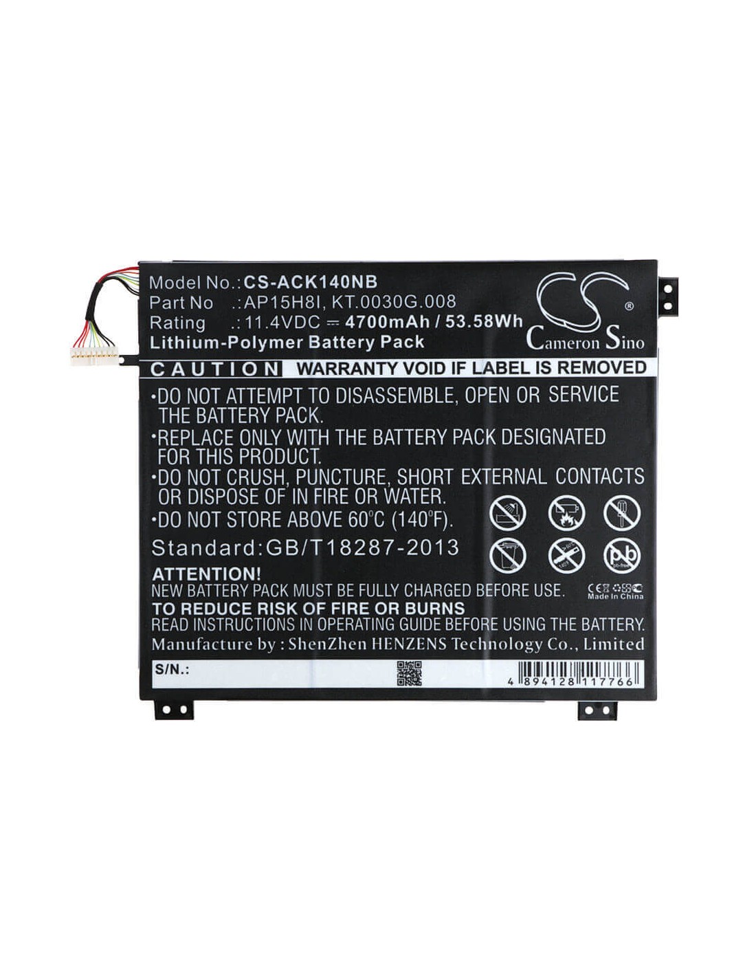 Battery for Acer, Ao1-431-c139, Ao1-431-c4xg, Ao1-431-c7f9, Ao1-431-c8g8 11.4V, 4700mAh - 53.58Wh
