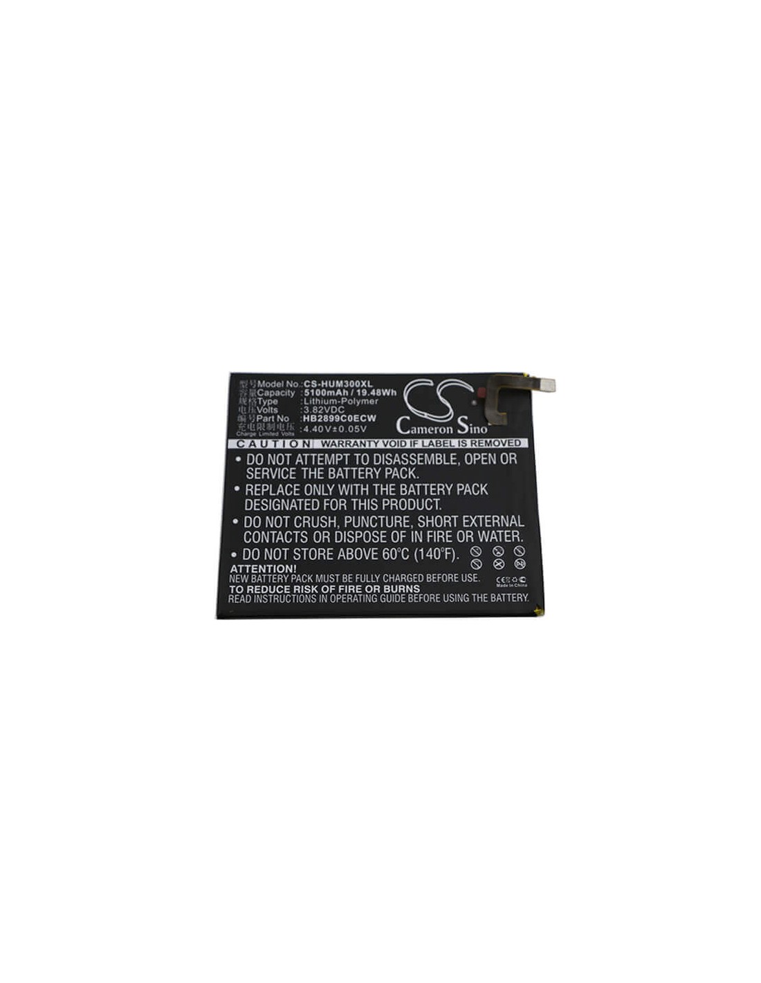 Battery for Huawei, Btv-dl09, Mediapad M3 Td-lte 3.82V, 5100mAh - 19.48Wh