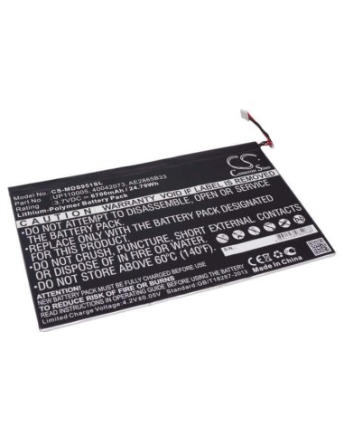 Battery for Lenovo, Ideatab S2109a, Ideatab S2109a-f, Medion 3.7V, 6700mAh - 24.79Wh