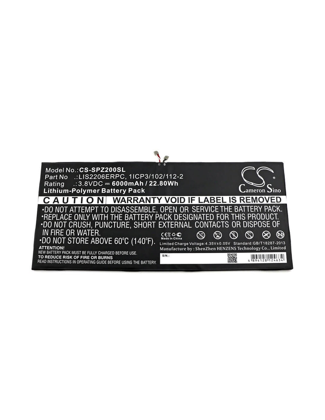 Battery for Sony, Castor, Sgp511, Sgp512, Sgp521, Sgp541, Sgp551, Sot21 3.8V, 6000mAh - 22.80Wh
