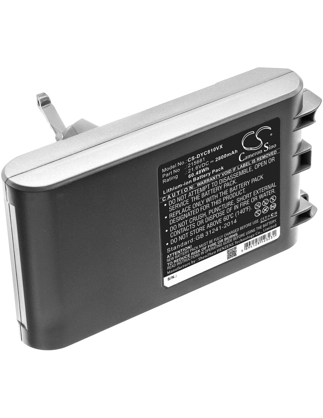 Battery for Dyson, Sv10, V8, V8 Absolute, V8 Absolute Cord-free 21.6V, 2800mAh - 60.48Wh