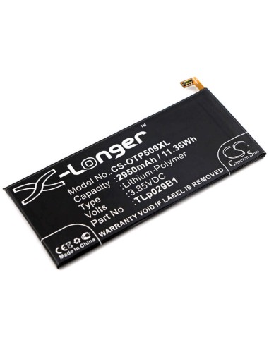 Battery for Alcatel, One Touch Pop 4s Lte, One Touch Shine Plus 3.85V, 2950mAh - 11.36Wh