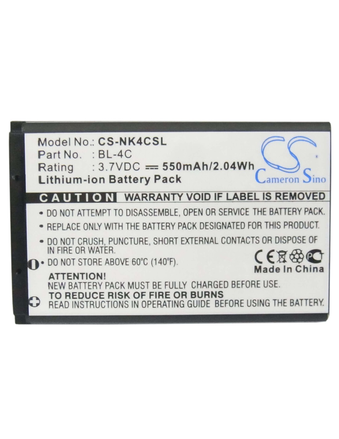 Battery for Blu Deejay Lite, Click Lite, Flash 3.7V, 550mAh - 2.04Wh