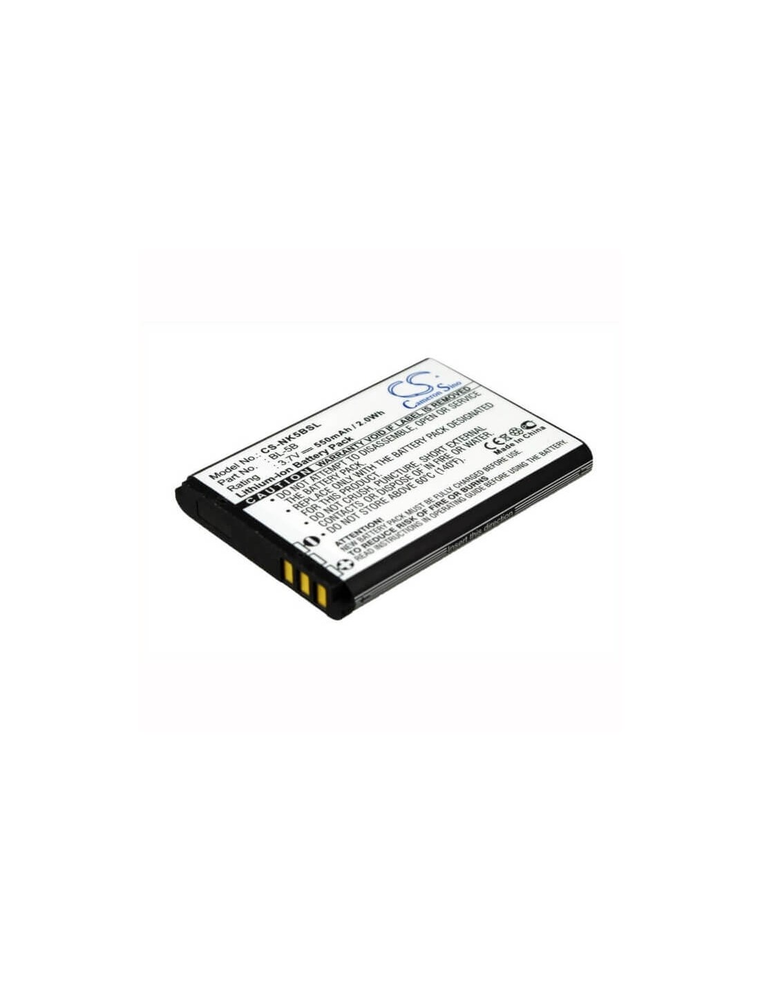 Battery for Blu Bar Q 3.7V, 550mAh - 2.04Wh