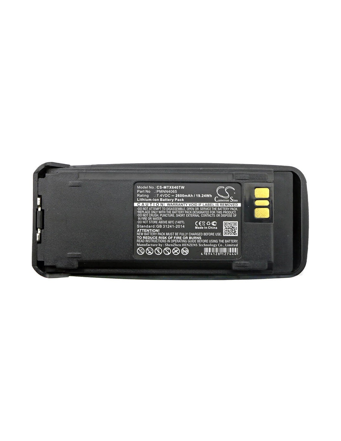 Battery for Motorola Mototrbo Dr3000, Mototrbo Dp3400 7.5V, 2600mAh - 19.50Wh