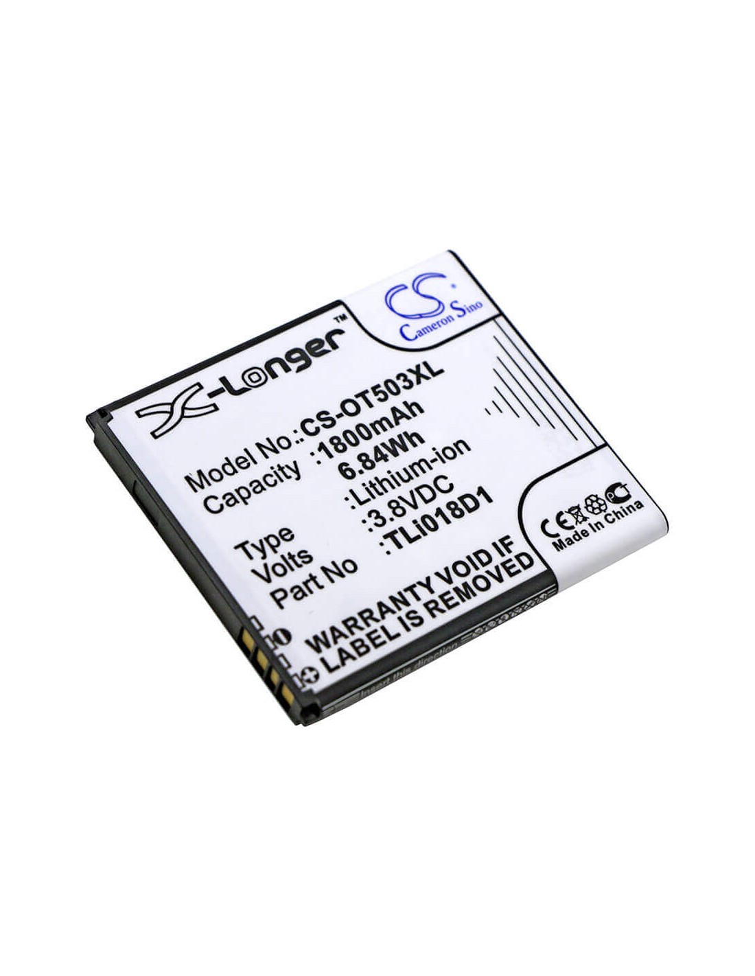 Battery for Alcatel, One Touch Pop D5, Ot-5038, Ot-5038a 3.8V, 1800mAh - 6.84Wh
