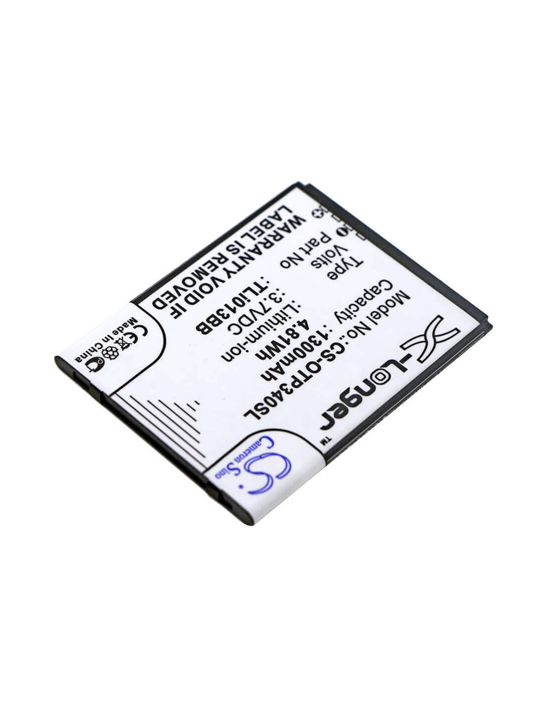 Battery for Alcatel, One Touch Pixi 3 4.0, One Touch Pixi 3 4. 3.7V, 1300mAh - 4.81Wh