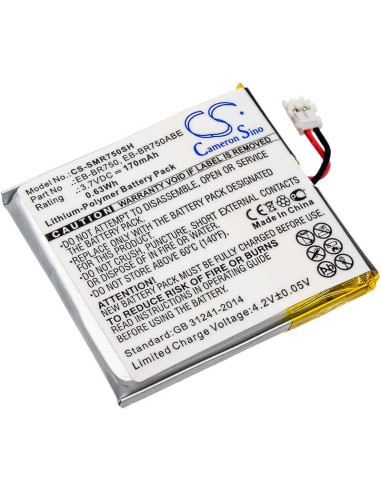 Battery for Samsung, Galaxy Gear S R750, only replaces Eb-br750 version battery 3.7V, 170mAh - 0.63Wh