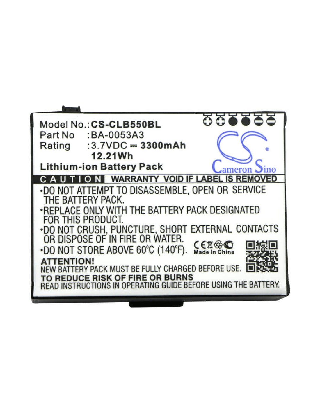 Battery for Cipherlab, Cp55 3.7V, 3300mAh - 12.21Wh