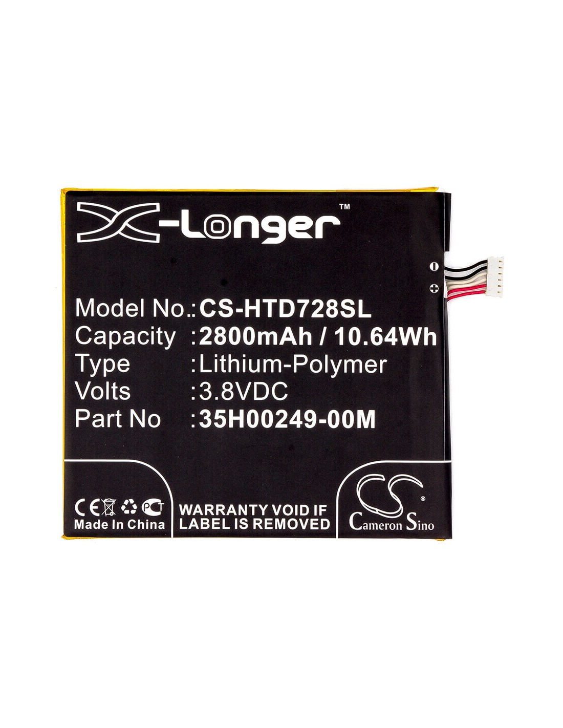 Battery for Htc, D728, D728t, D728w, D728x, Desire 728 3.85V, 2800mAh - 10.78Wh
