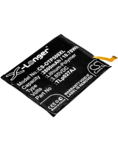 Battery for Alcatel, 5085d, 5085g, A5, A50, A50 Lte, One Touch A5 3.85V, 2800mAh - 10.78Wh